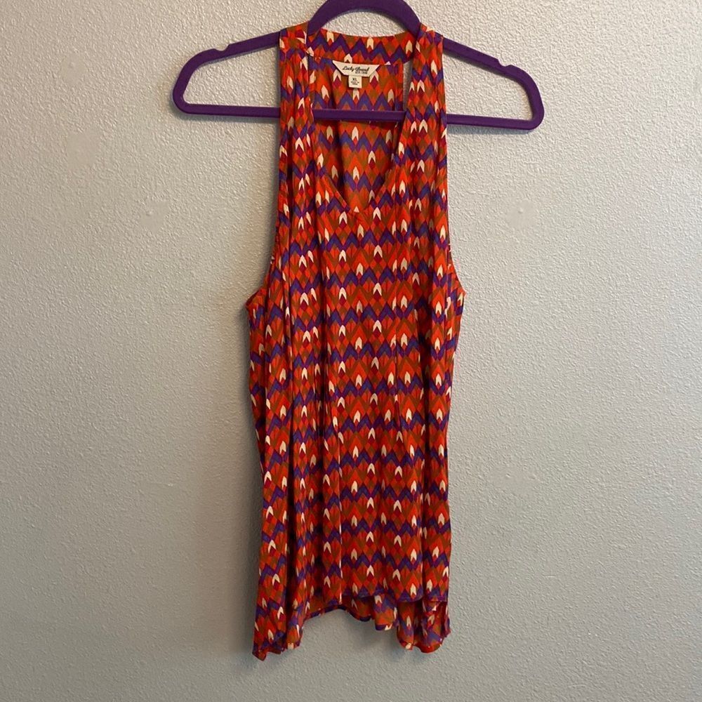 Lucky Brand- orange and purple patterned tank- Size XL